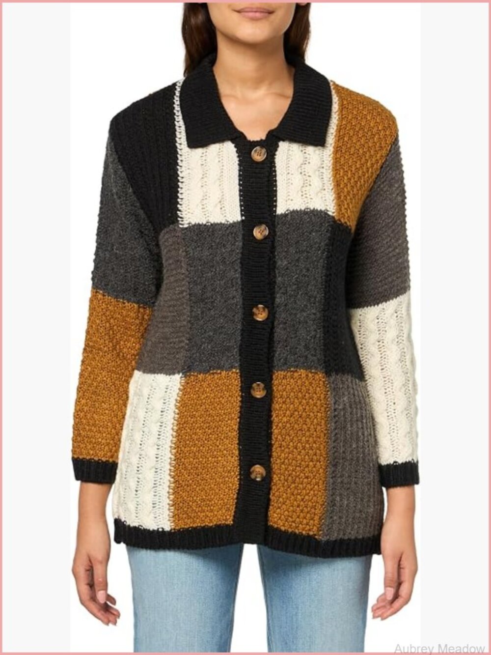 Three Quarters Sleeve Drop Shoulder Button Front Cardigan Sweater
